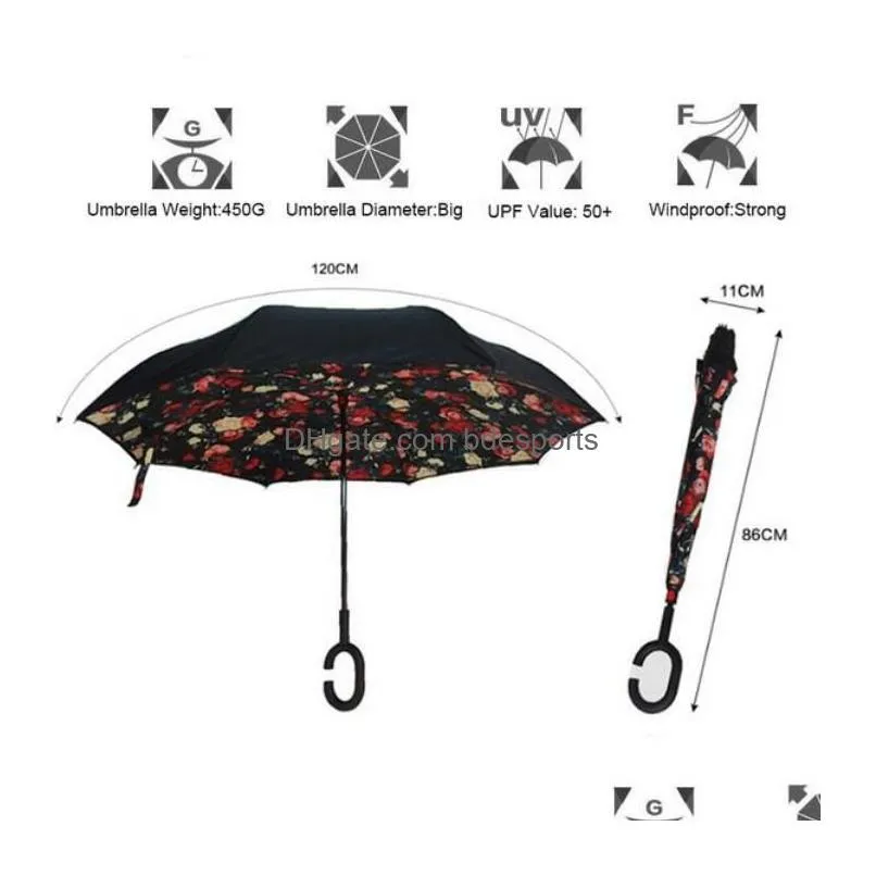 52colors inverted reverse folding umbrella upside down umbrellas with c-shaped handle anti uv waterproof windproof rain umbrella for women and