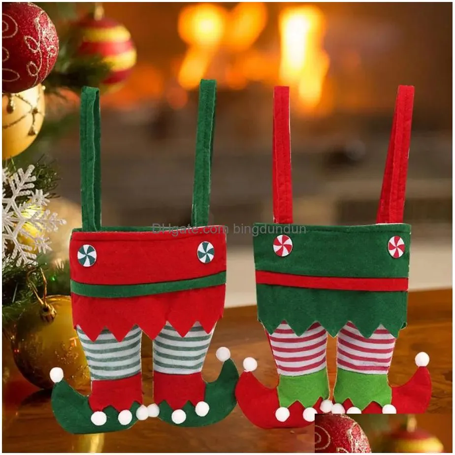 christmas gift elf candy bags wine bag socks elf cola bag christmas red green candy gift bag party xtmas stockings