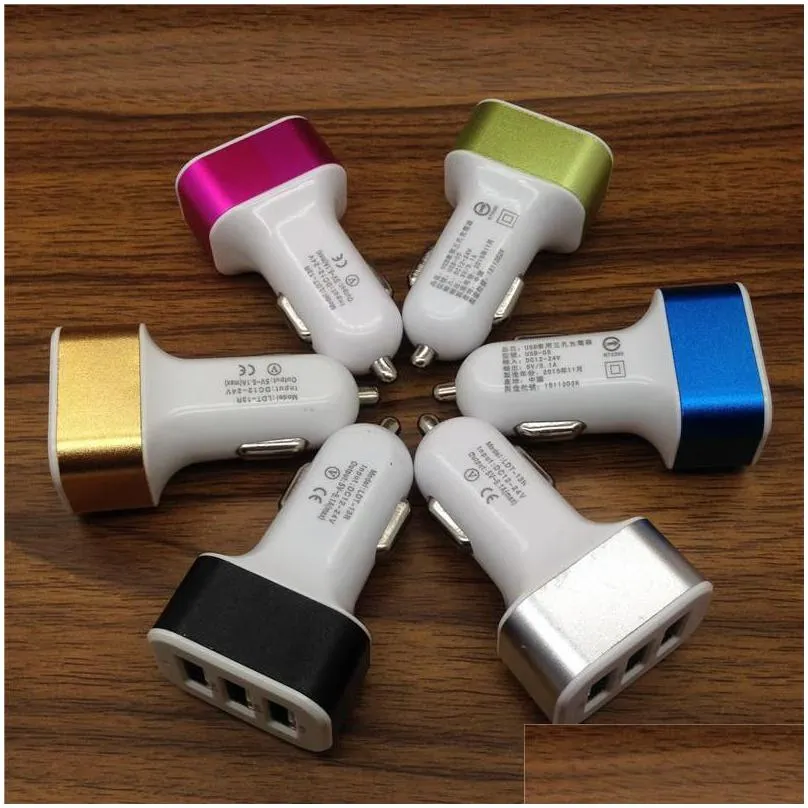 usb car  3 port phone  adapter socket 2a 2.1a 1a car styling 3 usb  universal for mobile phone pad chargers