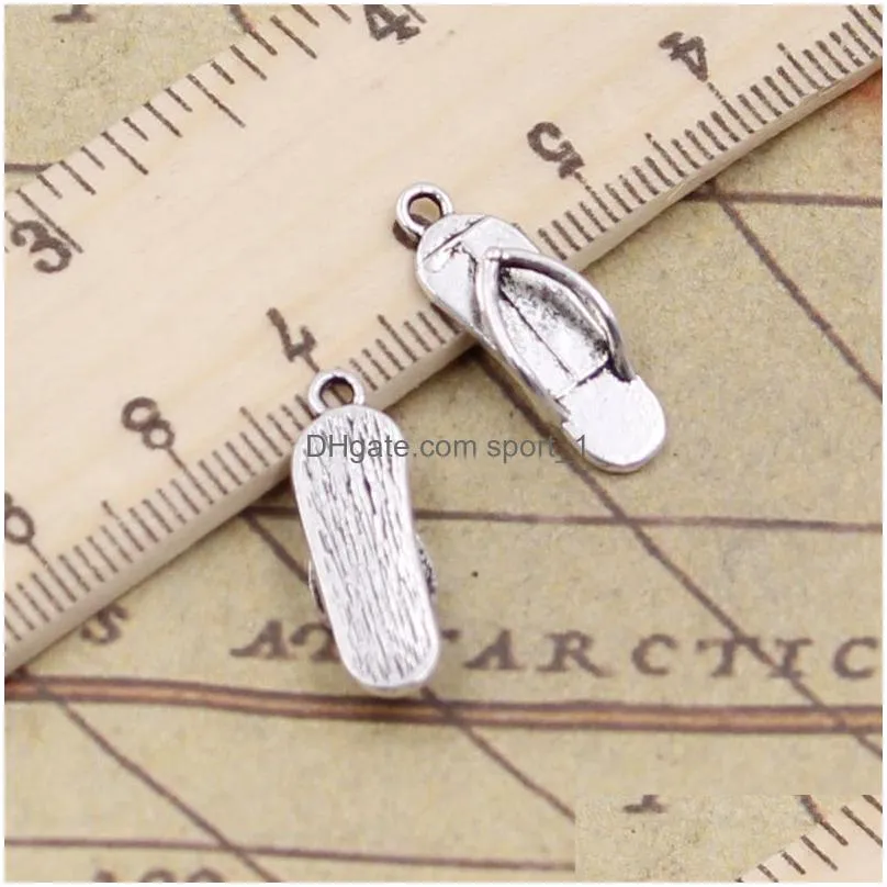 200pcs charms flip flops 21 7mm antique zinc alloy pendant fit vintage tibetan silver diy for bracelet necklace2638