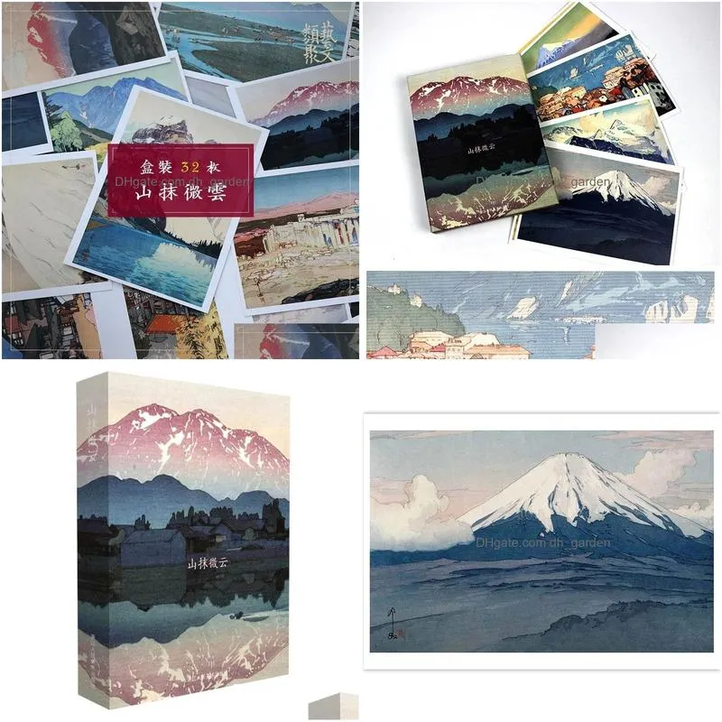 Business Card Files Business Card Files 32 Pcs/Set Art Postcard Mountain Clouds Japanese Landscape Creative Birthday Gift 23 Dhgarden Dhy1B