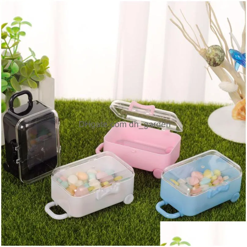 Gift Wrap Gift Wrap 12Pcs Mini Rolling Travel Suitcase Box Wedding Favors Party Candy Kids Baby Shower 230512 Home Garden Fe Dhgarden Dhsou