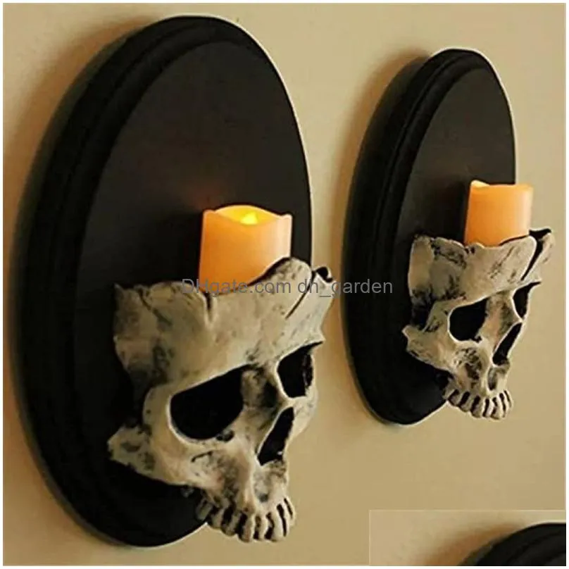 Candle Holders Wall Mount Halloween Skeleton Candlestick Skl Candle Holder Horror Scene Props Crafts For Haunted House Decor Dhgarden Dhceb