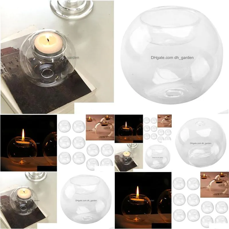 Candle Holders 10Pcs 8Cm Clear Glass Tea Light Candle Holder Ball Shape Candlestick Wedding Party Decoration Bauble 220809 H Dhgarden Dhwdv