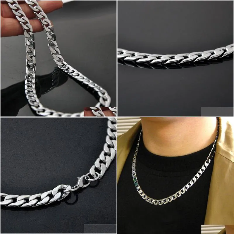 Chains Fashion Simple Men Twist Oblate Wide Chain Necklace Party Jewelry Birthday Gift New Hip Hop Stainless Steel Male Female Accesso Dhan0