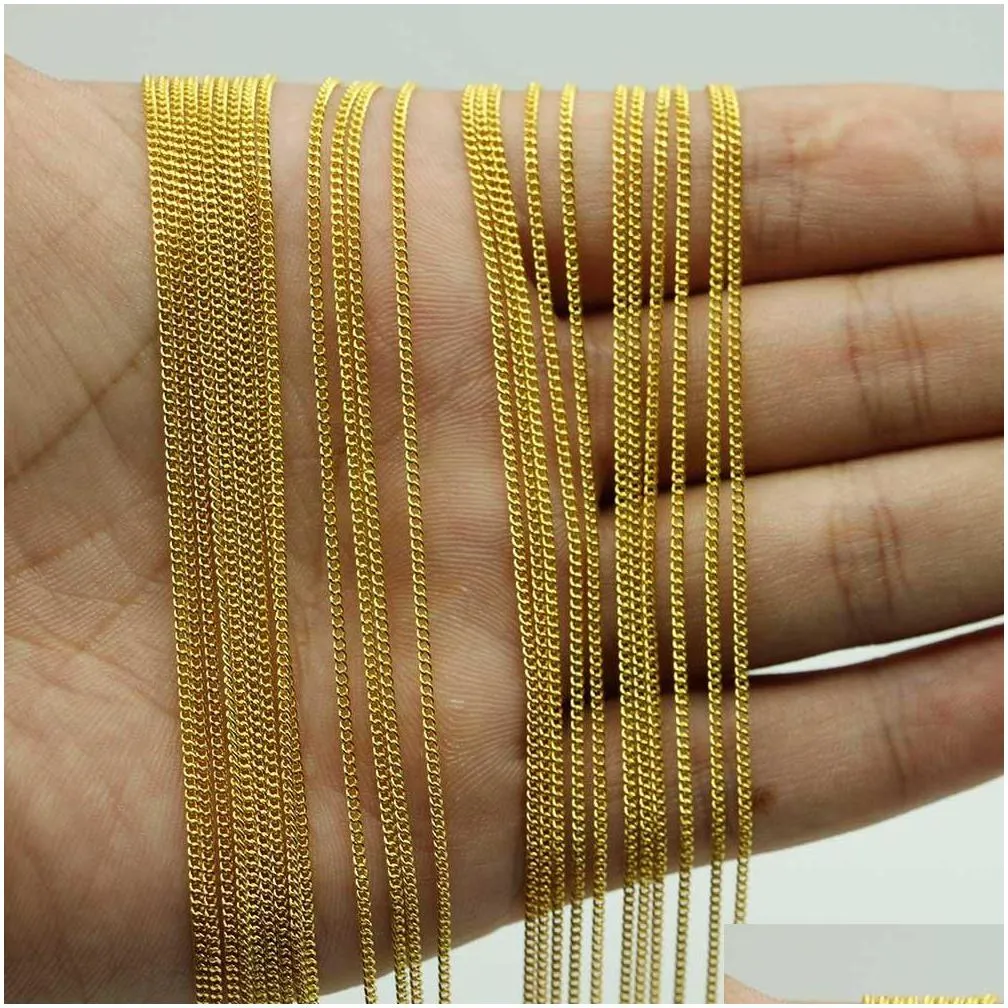Chains 12Pcs/Set 1.M Link Necklaces Fashion Chain Lobster Clasp Jewelry Accessories For Diy Necklace Sier Gold Rhodium Jewelry Necklac Dhlva