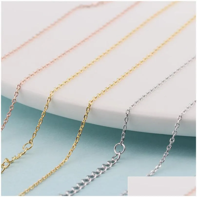 Chains S925 Stamped Link Chain Necklace 44Cm 925 Sterling Sier Choker Fit For Pendant Rose Gold Platinum Diy Jewelry Accessories Jewel Dh306