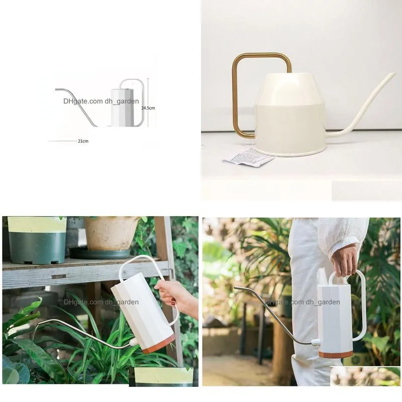 Sprayers Sprayers Watering Can Golden Garden Stainless Steel 1300Ml Small Water Bottle Easy To Use Handle Perfect For Plants Dhgarden Dhdn9
