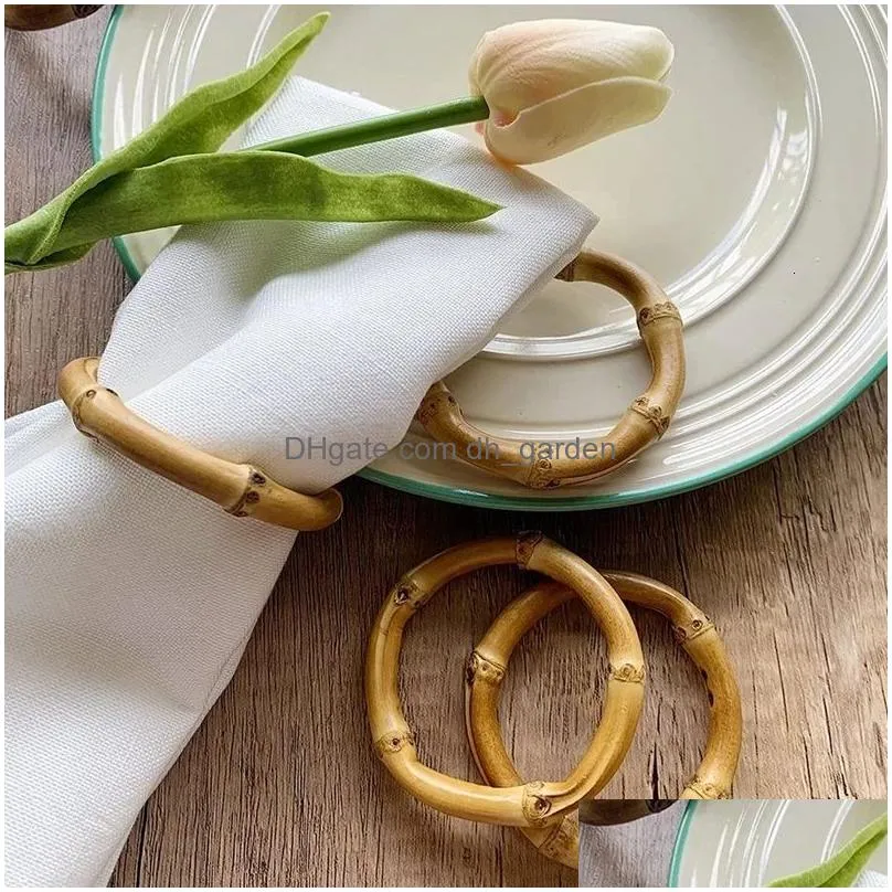 Napkin Rings Napkin Rings 6Pcs Set Handmade Natural Bamboo Holder Rustic Holders For El Table Decoration Wedding Party 23020 Dhgarden Dha4M