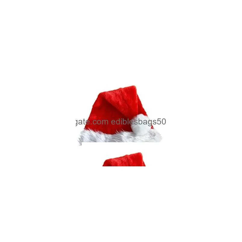 christmas decorations santa hat deluxe party plush hats red white thick coral veet for kid adt children men women drop delivery home