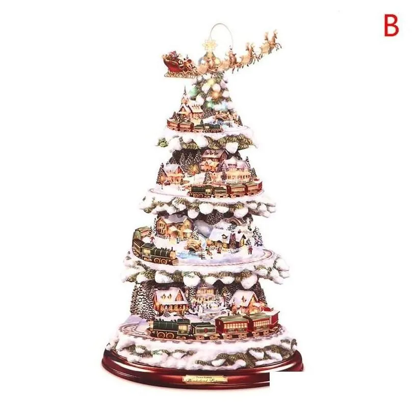 wallpapers christmas tree rotating scpture train decorations paste window stickers winter home decoration drop delivery garden dhjmb