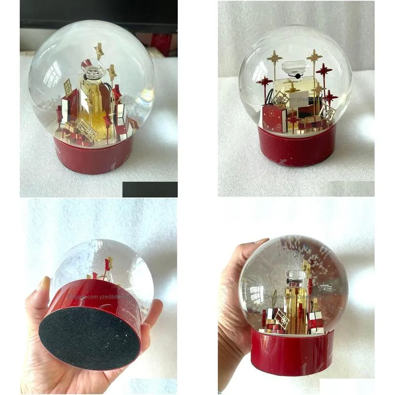 2023 edition c classics red christmas snow globe with perfume bottle inside crystal ball for special birthday novelty vip gift