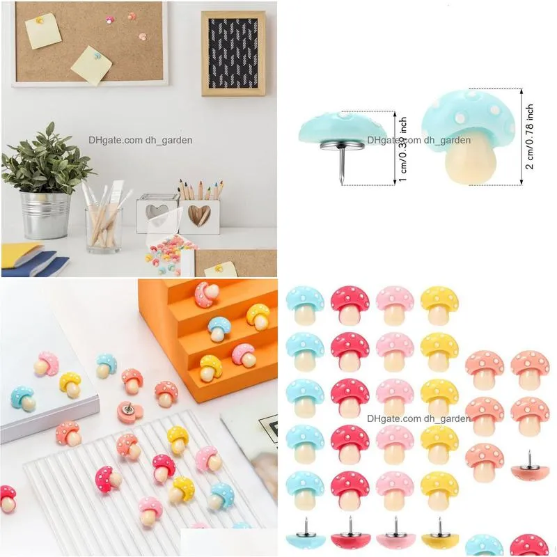 Nails Nails 30Pcs Decorative Mushroom Thumb Tacks Colorf Cute Pusin For Feature Wall Whiteboard Corkboard Po Push Pin 230417 Dhgarden Dhvip