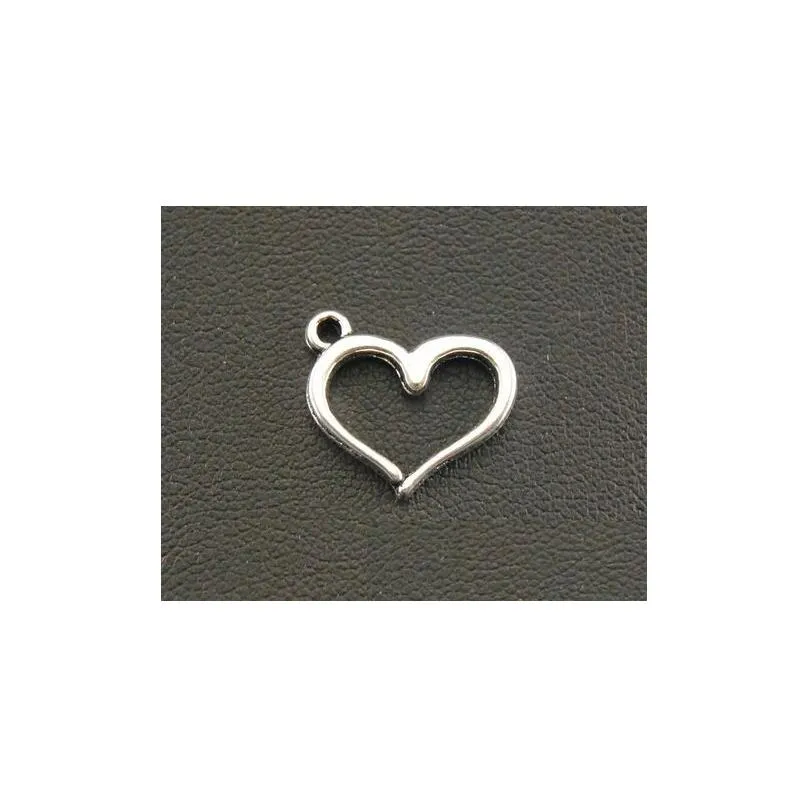 Charms 200Pcs/Lot Ancient Sier Hollow Heart Alloy Charms Pendants For Diy Jewelry Making Findings 13X16Mm Jewelry Jewelry Findings Com Dhtrw