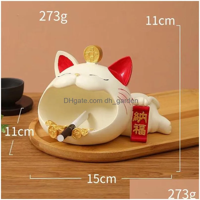 Decorative Objects & Figurines Decorative Objects Figurines Maneki Neko Candy Box Lucky Cat Fortune Storage Tray Snack Jar B Dhgarden Dh2Sa