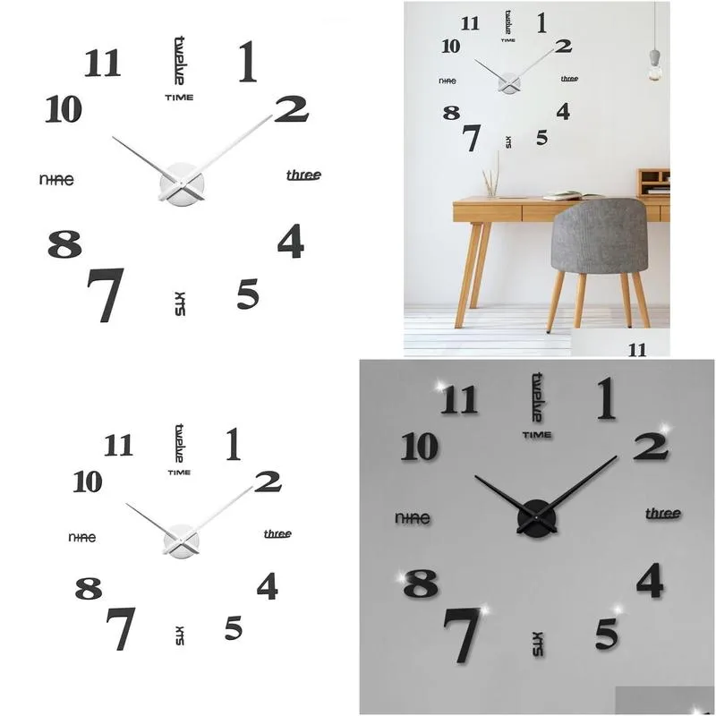 wall clocks acrylic diy clock european stickers decorative living room innovative for home decor1