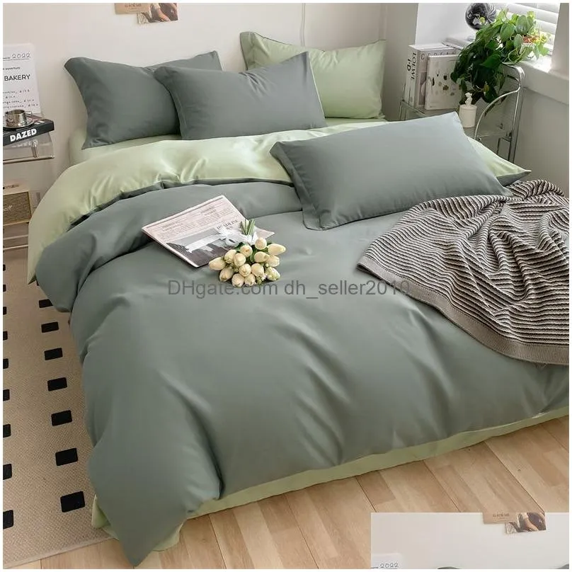 bedding sets girls sets kawaii seersucker bed sheet pillowcase solid color duvet cover cute home decoration 230828