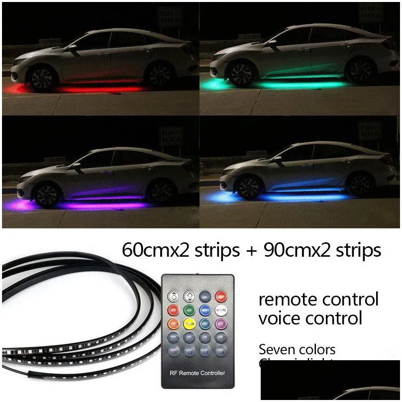 4x car chassis decorative waterproof led ambient strip lights car underglow atmosphere rgb lamp bar truck side light accessories