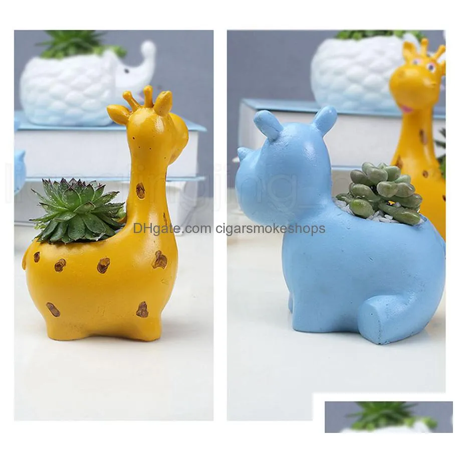 Garden Decorations Resin Flower Pot Mini Succent Planters Modern Animal Flowerpot Garden Cactus Pots Home Decoration Accessories Rra21 Otpef