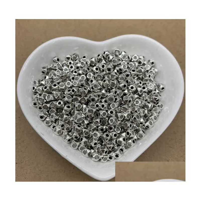 Alloy 1000Pcs Antique Sier Spacer Beads For Jewelry Making Bracelet Diy Handmade Accessories Craft 4Mm Jewelry Loose Beads Dhzil