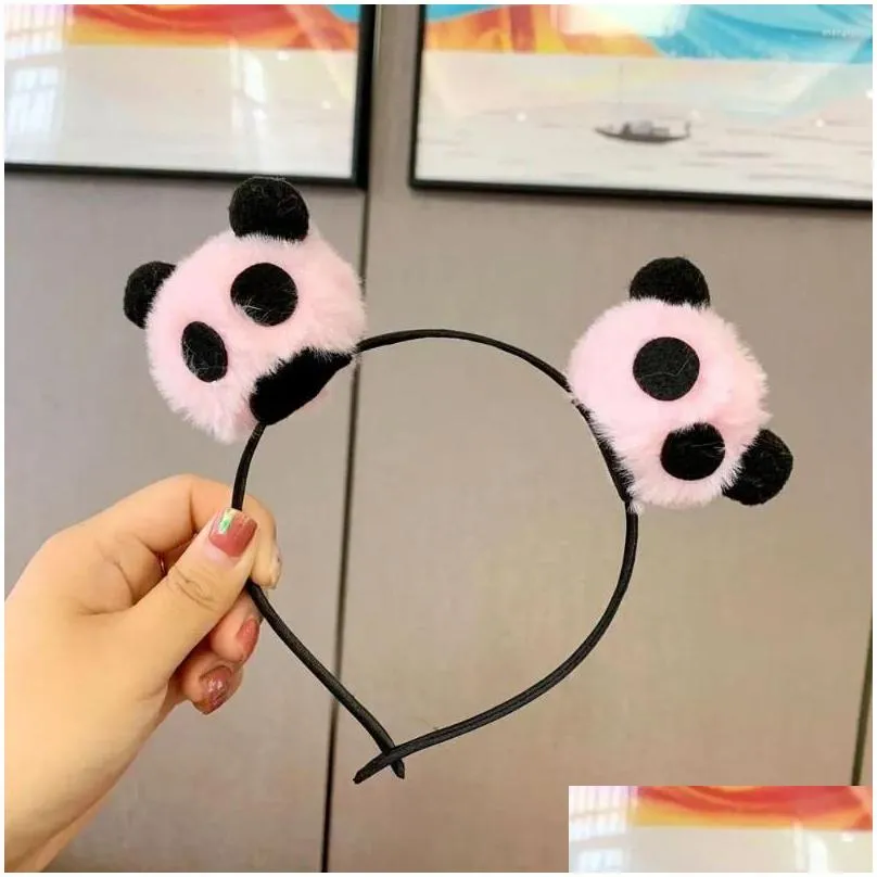 Hair Accessories Hair Accessories Animal Doll Panda Headband Sweet Chinese Style Clip Plush Band Hairband Cartoon Hoop Girl Baby, Kids Dh9Yv