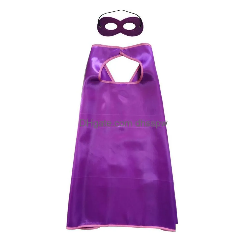 90x70cm plain single layer superhero cape addmask for kids of 10-16 years with sewing covered edge 5 colors halloween costumes child