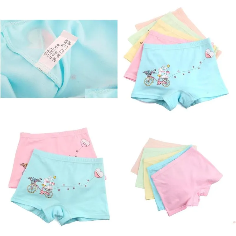 Panties Panties 5Pcs/Lot Underpants Briefs Girls Cute Underwears Infant Boxers Shorts Cotton Cartoon Teenagers Underwearspantiespantie Dhm0W