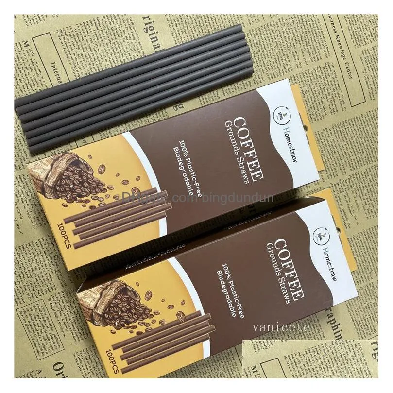 drinking straws food-grade pla coffee grounds straw disposable straws independent packaging environment-friendly for milk tea shop