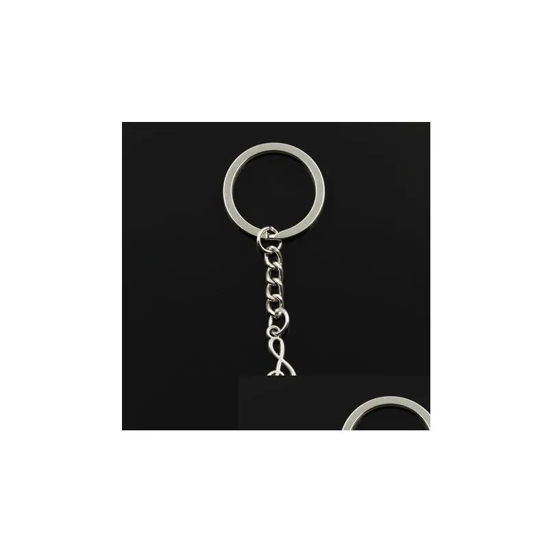 Key Rings 20Pcs/Lot Diy Accessories Antique Sier Zinc Alloy Musical Note Charms Chain Key Ring Keychain Jewelry Dhgup