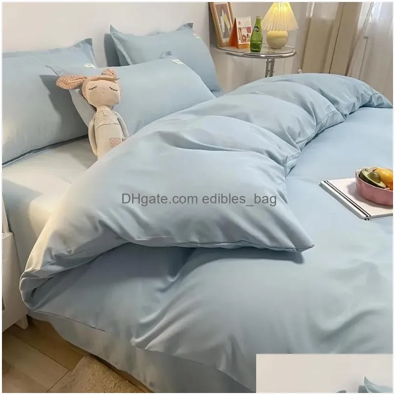 bedding sets solid color bed fashion nordic linens sheet 240x220 single double queen king quilt duvet cover bedclothes