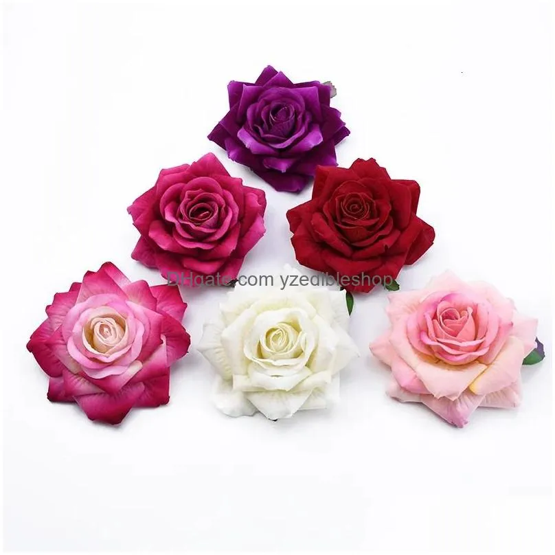 christmas decorations 50pcs 10cm big roses artificial flower home decoration christmas wreaths wedding bridal accessories clearance headwear brooch