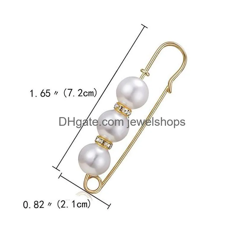 Pins, Brooches Pins Brooches Chic Pearl Rhinestone Brooch Elegant Female Dress Clips Sweater Shawl Jewelry Accessories Fashion All-Mat Dhbnk