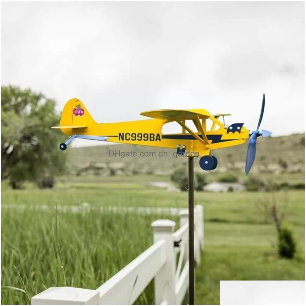 Decorative Objects & Figurines Decorative Objects Figurines Airplane Weather Vane For Garden Wind Spinner Beautif And Durabl Dhgarden Dhrhn