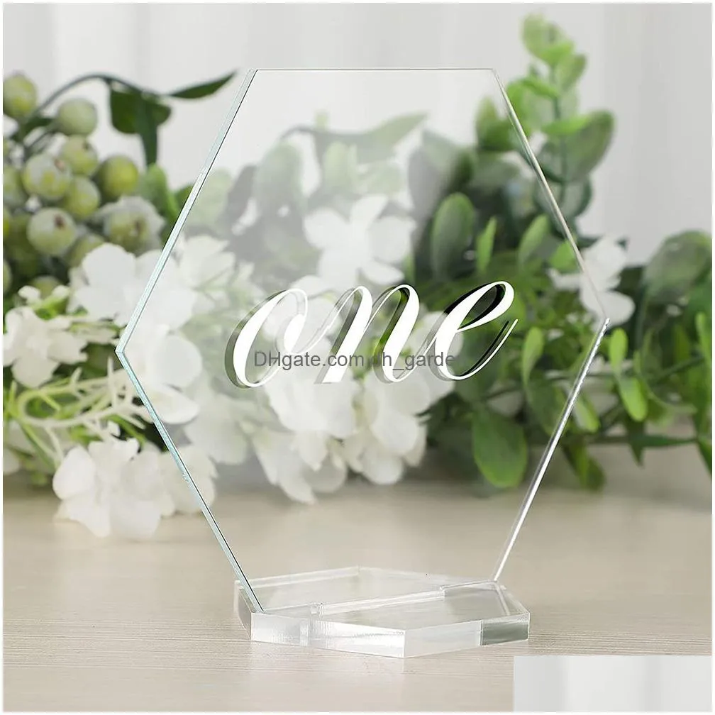 Greeting Cards Greeting Cards 20/30/50Pcs Clear Acrylic Blank Diy Hexagon Table Number Sign Place Wedding Guest Name Banquet Dhgarden Dh1Jh