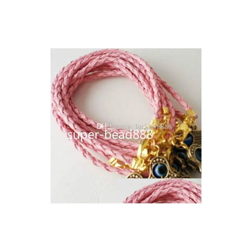 Charm Bracelets New 50Pcs/Lot Mixed Hamsa Hand Evil Eye Leather Cord String Bracelets Lucky Charms Pendant Gift 20Cm Jewelry Bracelets Dhfhz