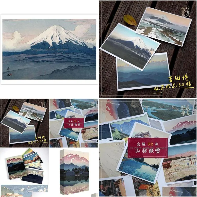 Business Card Files Business Card Files 32 Pcs/Set Art Postcard Mountain Clouds Japanese Landscape Creative Birthday Gift 23 Dhgarden Dhy1B