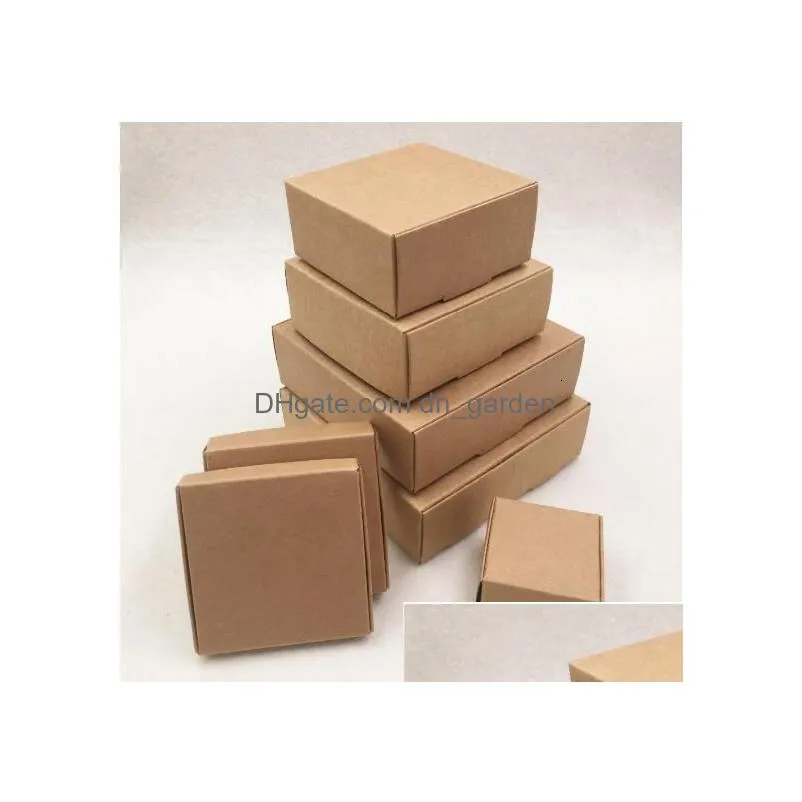 Gift Wrap Gift Wrap 50Pcs Mti Size Cute Square Kraft Packaging Box Wedding Party Favor Supplies Handmade Soap Chocolate Cand Dhgarden Dhpjy
