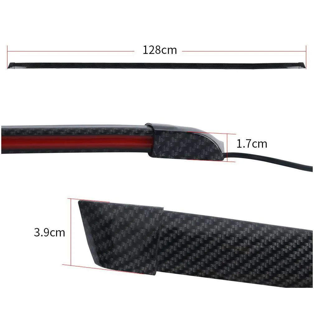 Carbon Fiber Rear Spoiler Wing Tail Light Tape Bar Turn Signal Drl