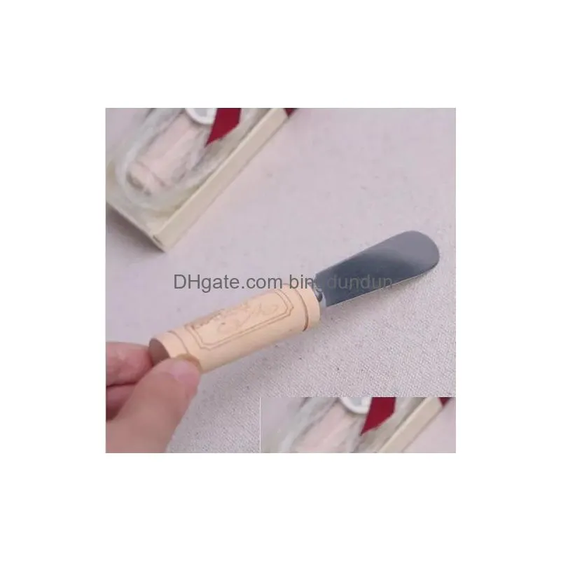 vintage reserve stainless steel wooden wine cork handle cheese spreader spreaders wedding favors gift