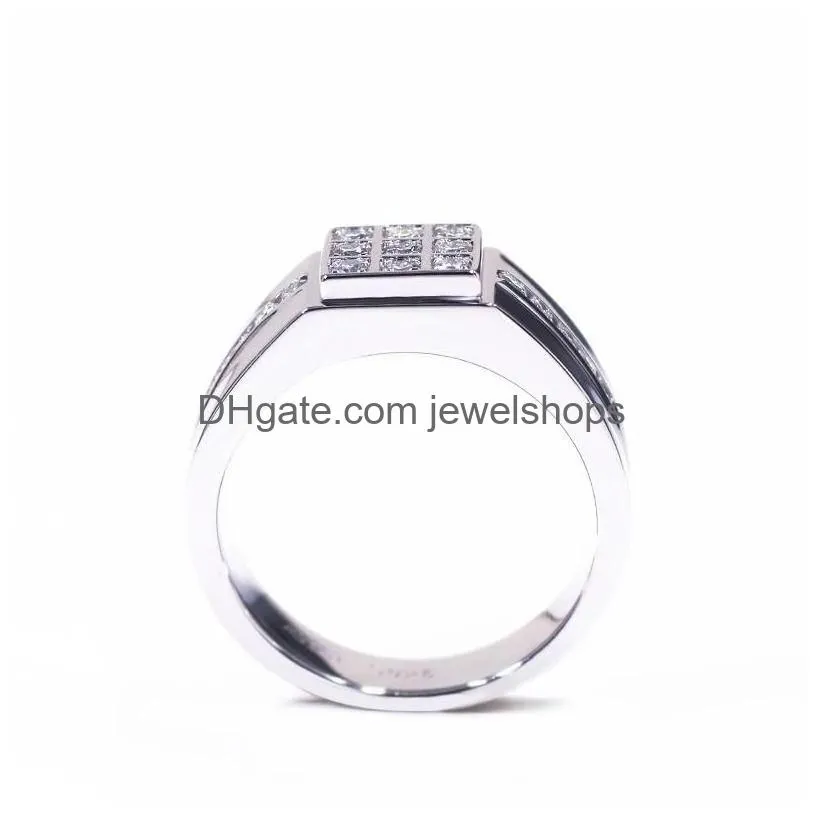 Cluster Rings Cluster Rings Tianyu Gems Male 925 Sier Wedding Moissanite Diamonds 18K White Gold Plated Men Finger Band Jewelry Gemsto Dhzo2