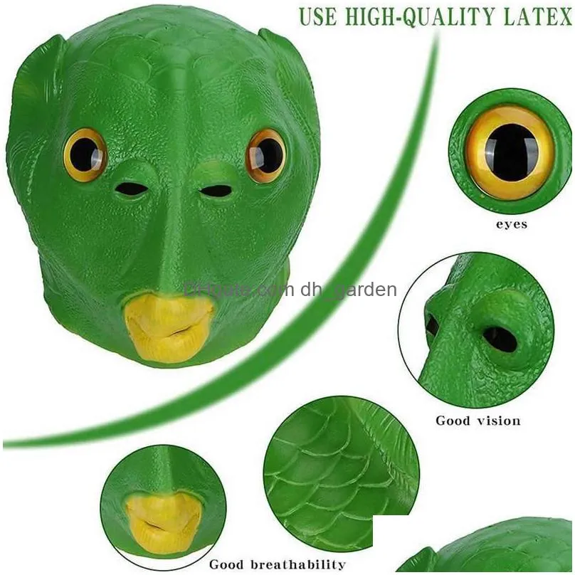 Party Masks Party Masks Funny Green Fish Mouth Latex Head Er Headgear Halloween Costume Cosplay 230330 Home Garden Festive Pa Dhgarden Dhjmk