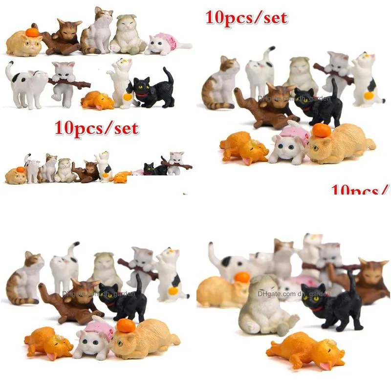 Decorative Objects & Figurines Decorative Objects Figurines 10 Pcs Cat Colorf Creative Landsca Doll Miniature Garden Miniatu Dhgarden Dhowj