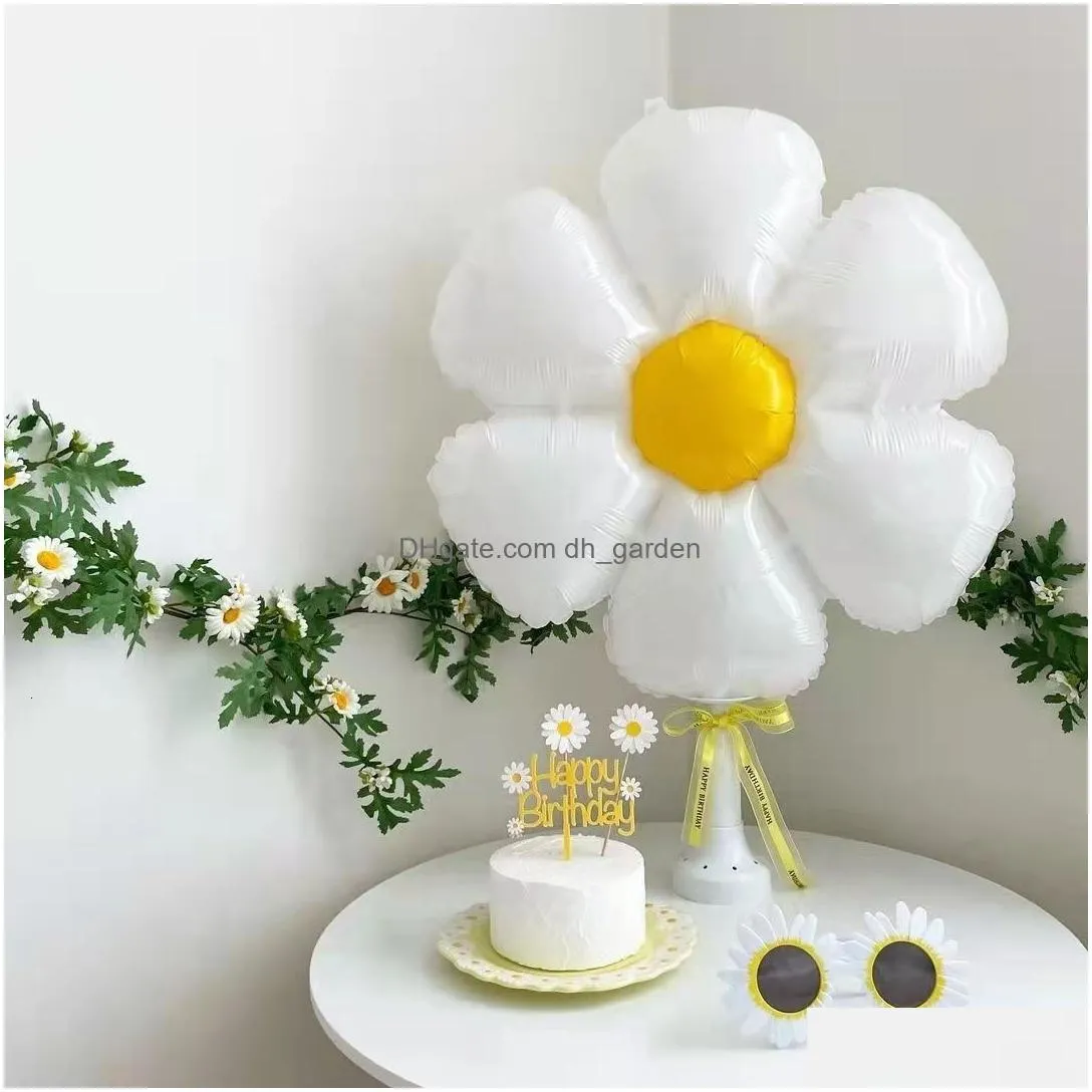 Other Event & Party Supplies Other Event Party Supplies 44Pcs Daisy Flower Balloon Set 32Inch 1-9 White Digital Tower For Ki Dhgarden Dhz9F