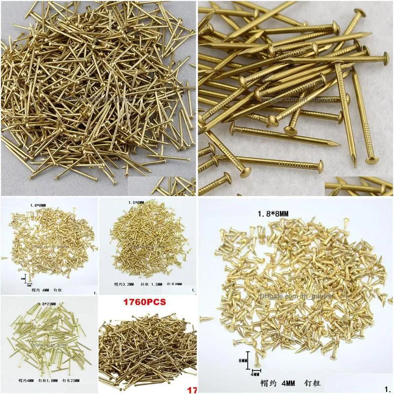 Nails Nails 1Pack Copper Brass Round Head Nail Self-Tap Screws For Furniture Hinge Jewelry Box Fastener Sofa Decorative Tack Dhgarden Dhige