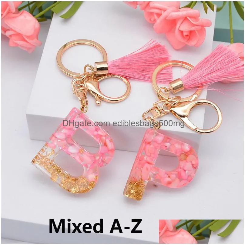 letter initial keychain party favor handbag car pendant name keyring diy 26 letter acrylic charms keychains for women girls