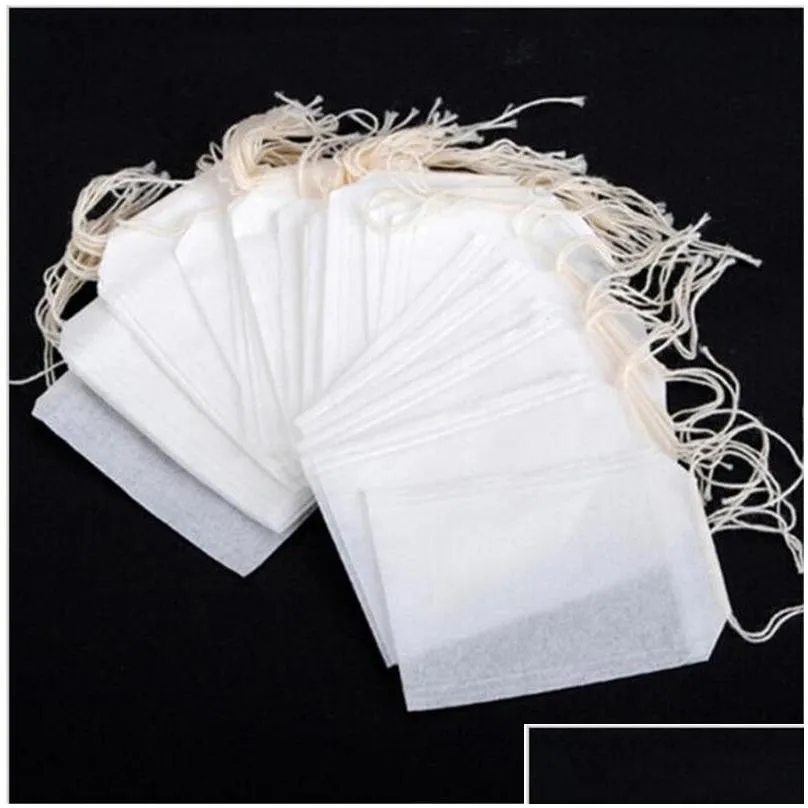 Coffee & Tea Tools 100Pcs Nonwoven Disposable Empty Tea Bags Loose Leaf Coffee Infuser Safety And Environmental Food-Grade Home Garden Dhuqz