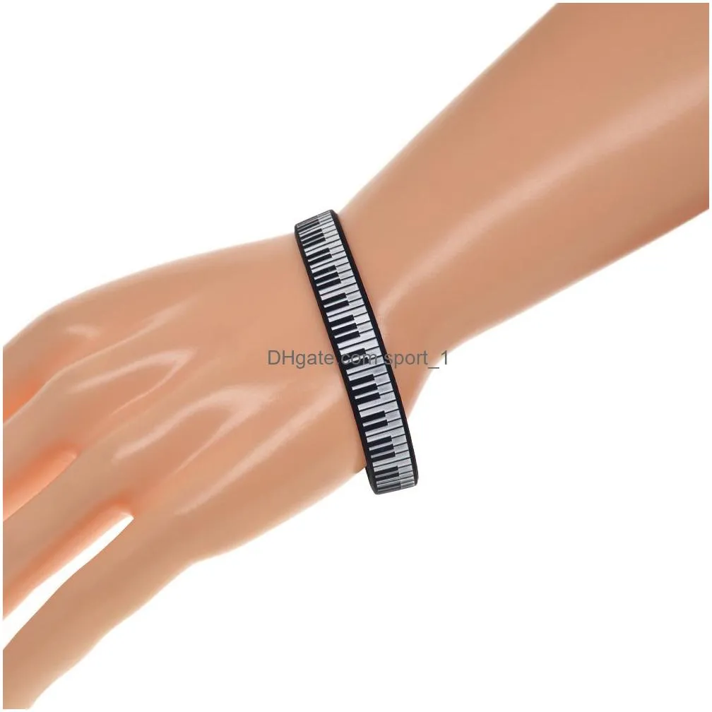 100pcs piano key silicone rubber bracelet to used in any benefits gift for music fans275t