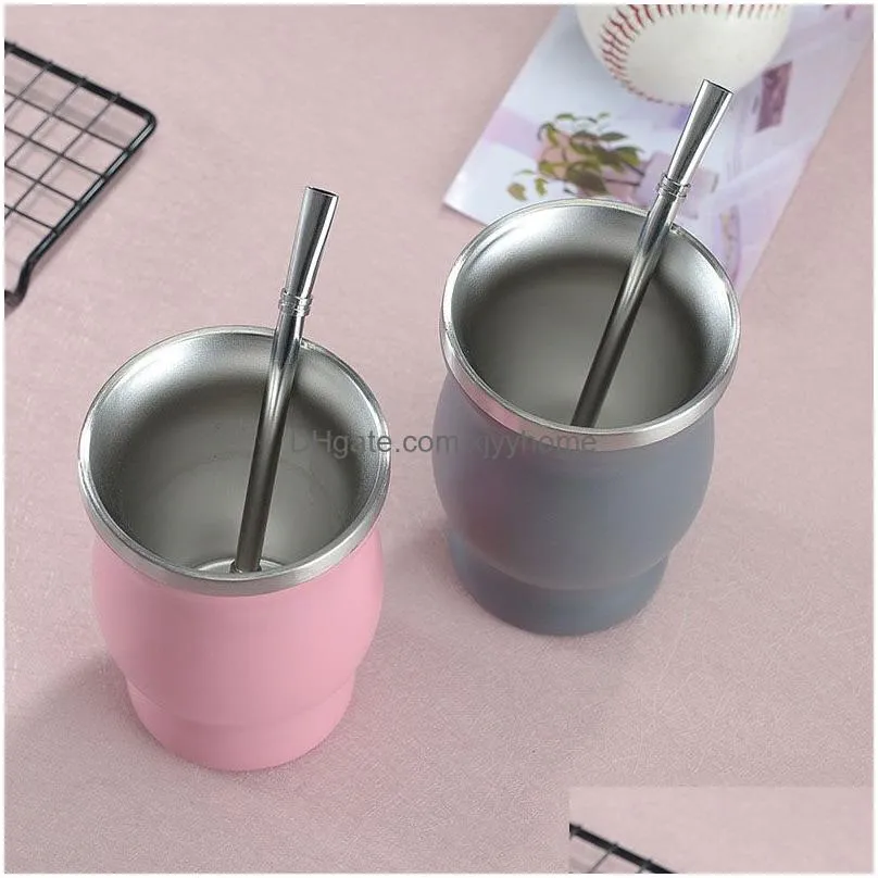 Tumblers 300Ml 304 Stainless Steel Tumblers Mugs Coffee Cups Tee Mug With St Spoon Customise Logo Home Garden Kitchen, Dining Bar Drin Dhr72