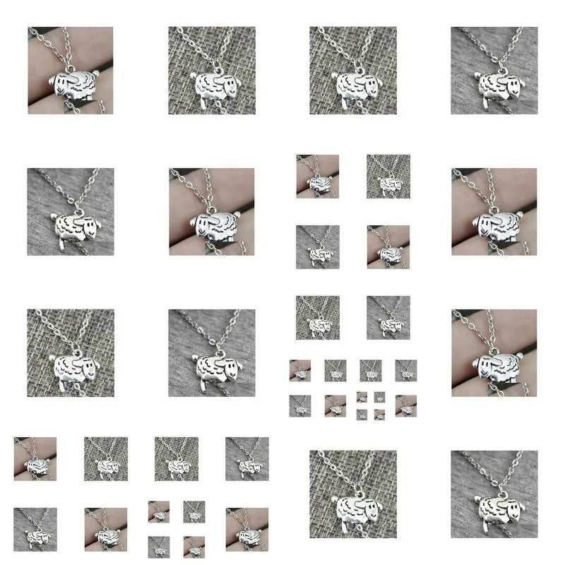 Pendant Necklaces Fashion 20Pcs/Lot Tibetan Sier Vintage Sheep Charms Pendant Chain Sweater Necklace Jewelry Diy Jewelry Necklaces Pen Dhytm