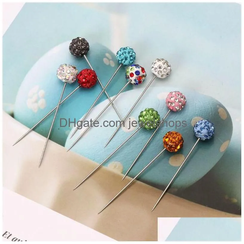 Pins, Brooches Pins Brooches A Set Fashion 10Mm Crystal Ball Brooch Pin Muslim Hijab Scarf Clip Wedding For Women Hinestone Jewelry Dhapj